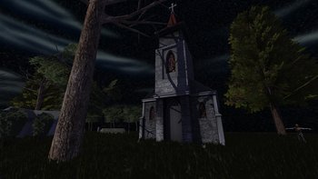Eine Kirche bei Nacht